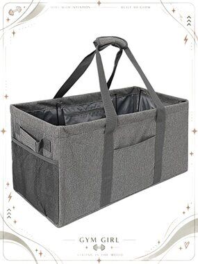 50L Large Utility Tote Bag Foldable Steel Wire Frame Grocery Shopping Basket